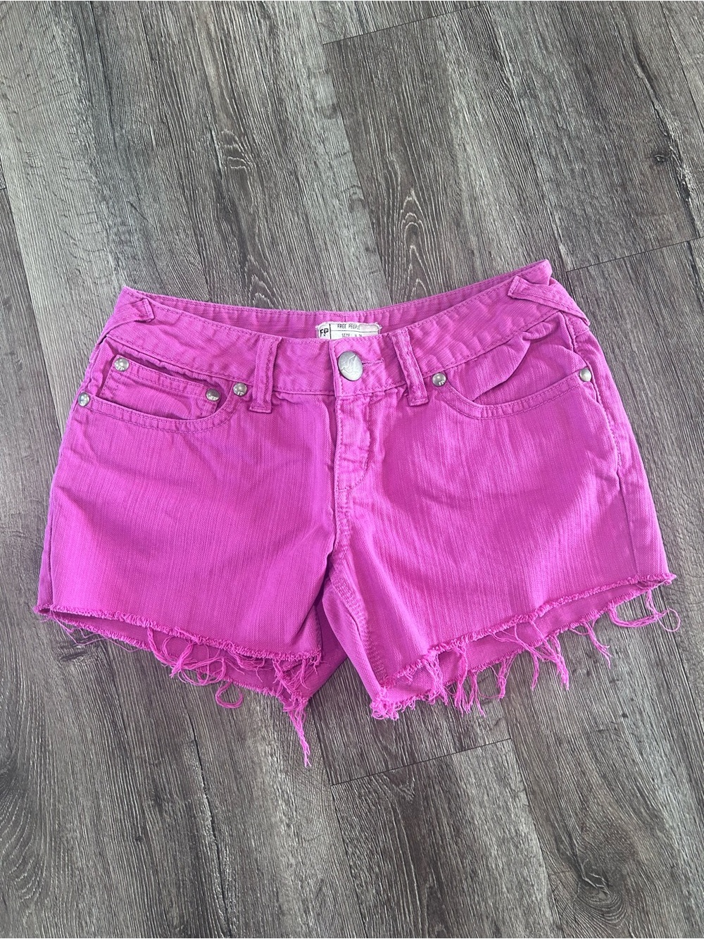 Free People Bright Pink Denim Cutoff Shorts